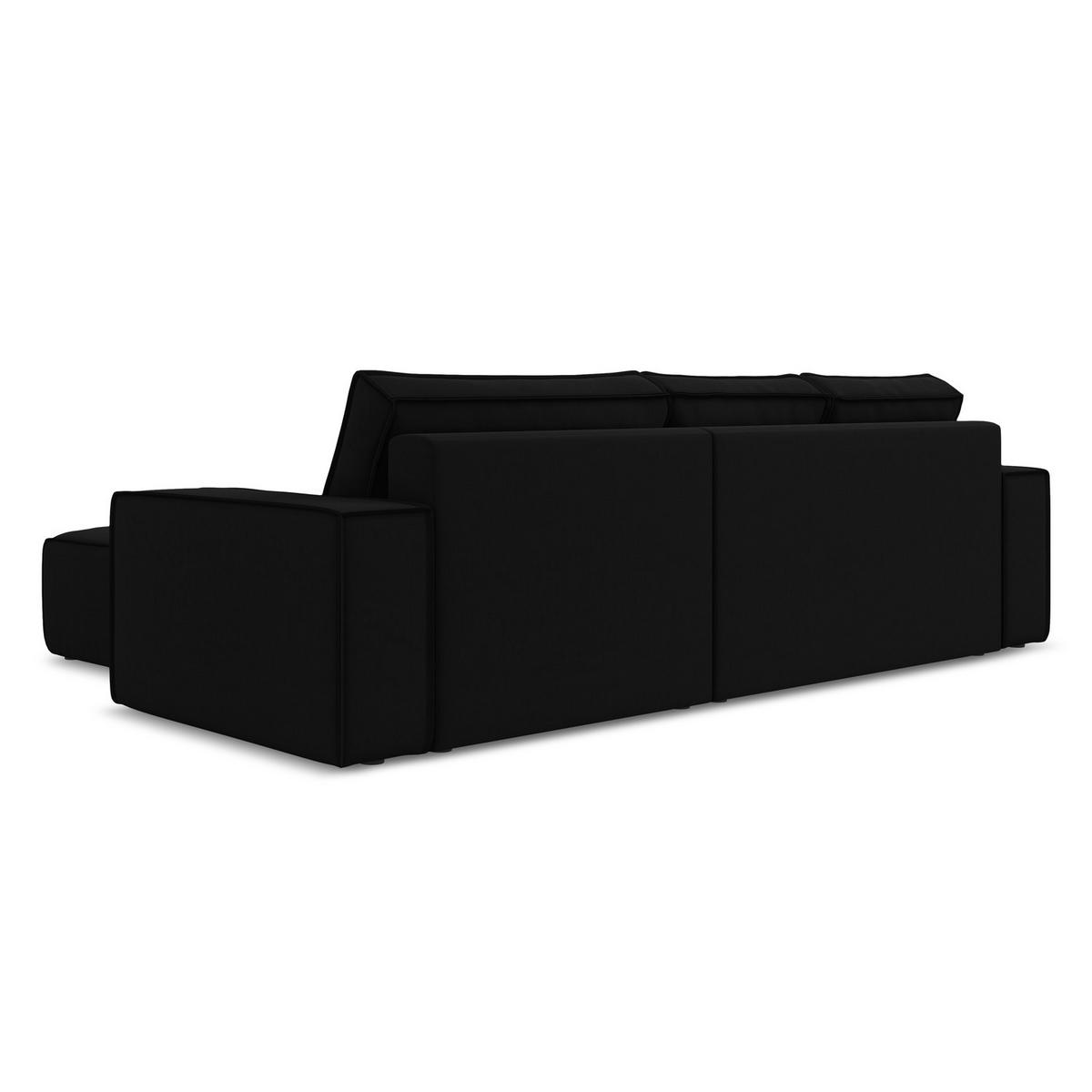ECKSOFA mit Schlaffunktion Samt Stoff Schwarz - Schwarz, Kunststoff/Textil (290/185cm) - LaMiaSofa