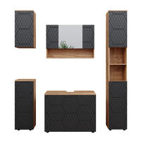 BADMÖBEL-SET Irma Anthrazit gestreift 5 Teile - Honigeiche/Anthrazit, Holzwerkstoff (80/58.6/41cm) - Vicco