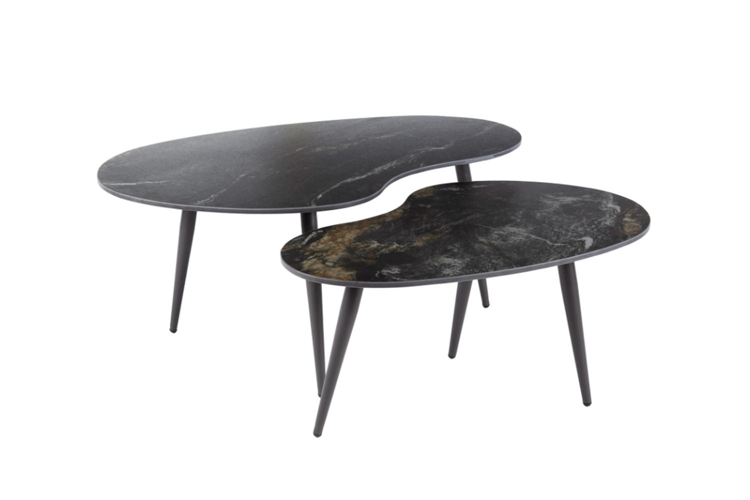 COUCHTISCH-SET PONTE Schwarz Keramik - Schwarz, Keramik/Metall (91/55/40cm) - KAWOLA