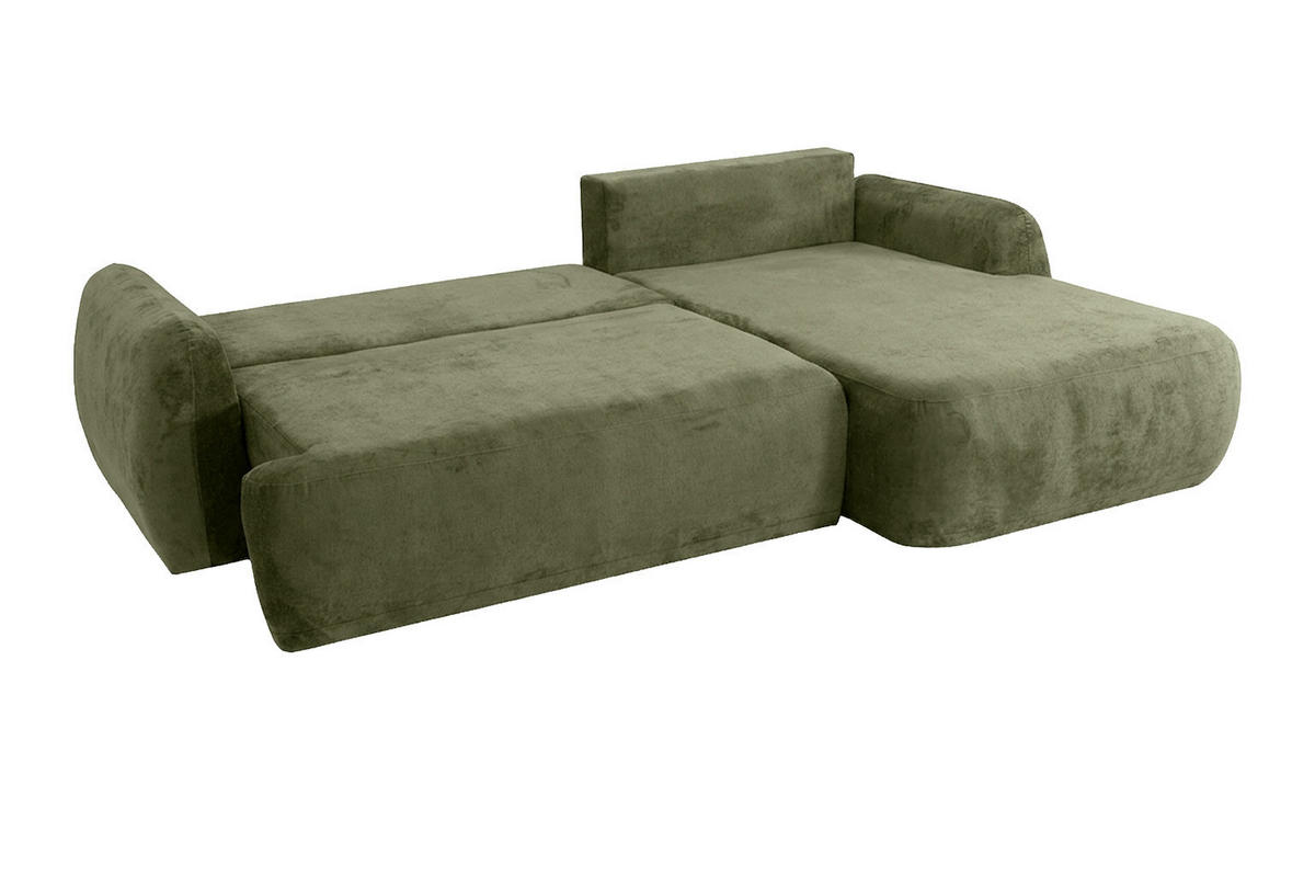 ECKSOFA Mit Schlaffunktion Und Bettkasten, Chenille-Stoff Perfecto, Grün, Rechts, HELA II - Grün, Holz (280/184cm) - Kaiser Möbel