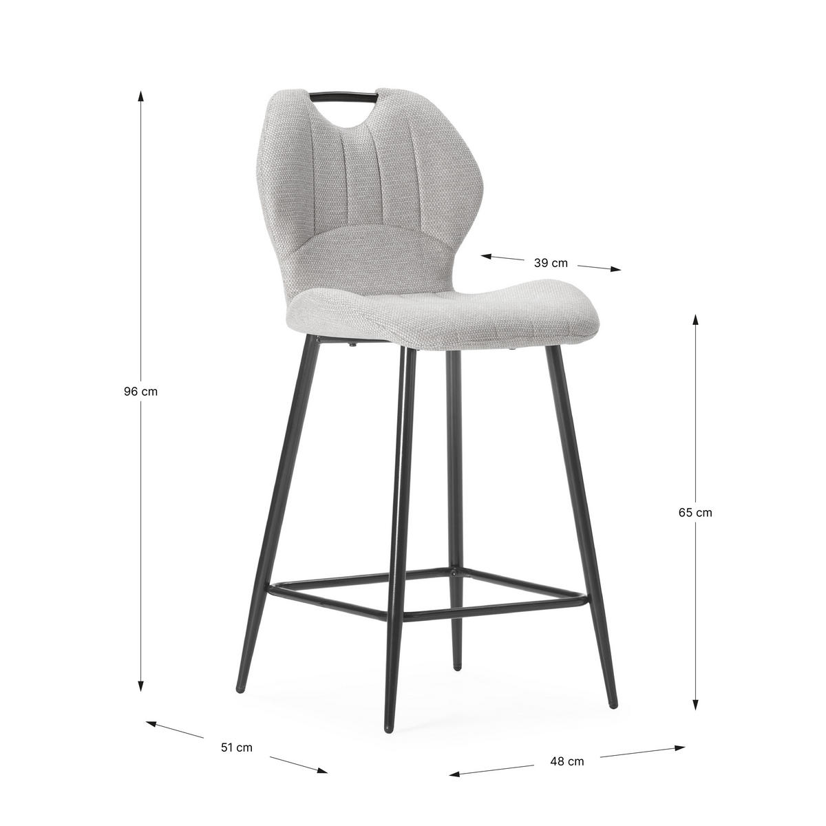 BARHOCKER (Set aus 2) aus Stoff mit schwarzen Metallbeinen - muli 48/51/65 cm - Beige, Textil (51/65/48cm) - Calicosy