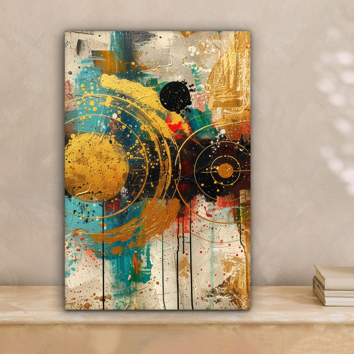 LEINWANDBILD - Abstrakt - Kunst - Gold - Modern - 20x30 - Bilder - Multicolor, Textil (20/30cm) - MuchoWow