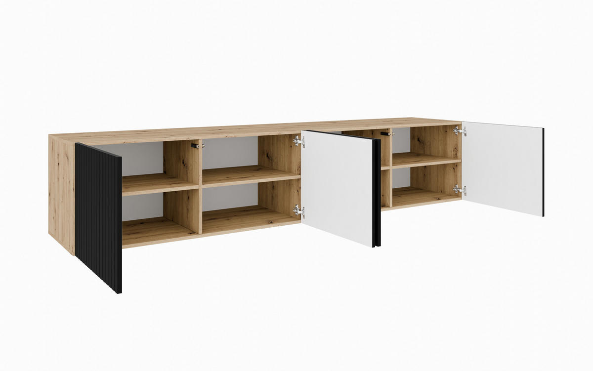 TV-SCHRANK MIO - Schwarz/Eiche Artisan, Holzwerkstoff (200/41/40cm) - Meblini
