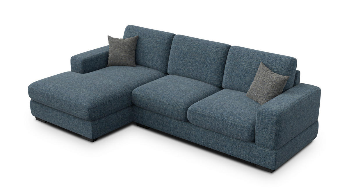 ECKSOFA OTTO 4-Sitzer, marineblau - Blau/Schwarz, Holz/Textil (279/159cm) - Courtois Laville