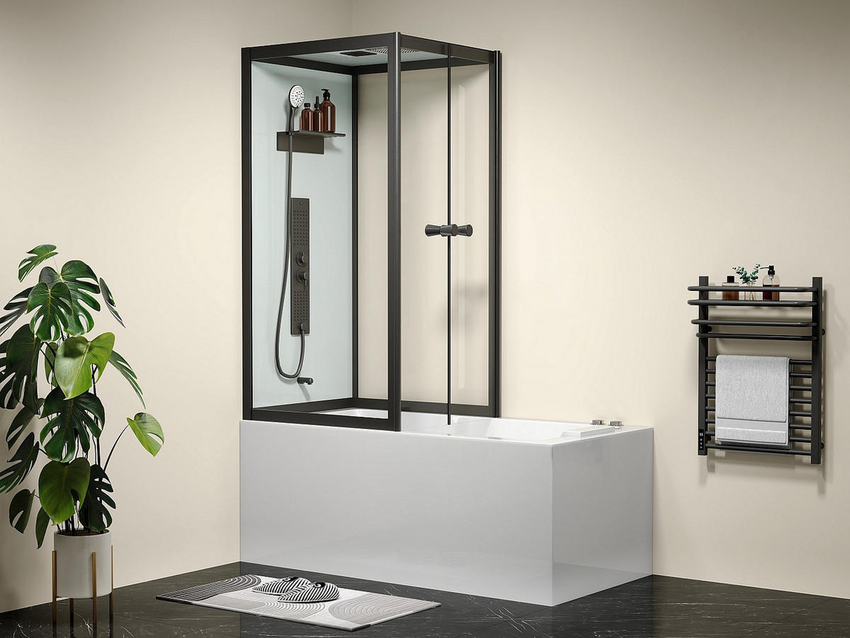 DUSCHBADEWANNE - 1 Person - metall - schwarz, weiß Daria - Schwarz/Weiß, Metall (150/215/75cm) - Vente-Unique