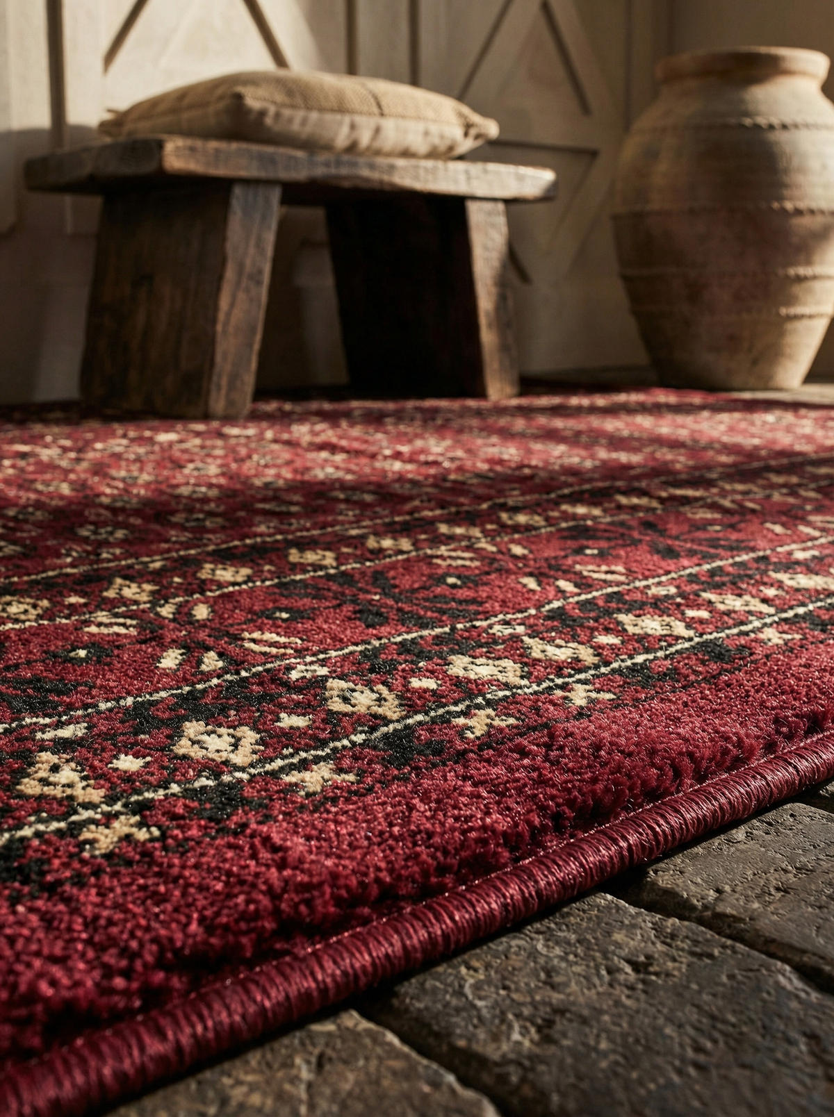 ORIENTTEPPICH Kurzflor klassisch Polypropylen Wohnzimmer Rot Rechteckig 300x400 - Rot, Textil (300/400cm) - KADIMA DESIGN