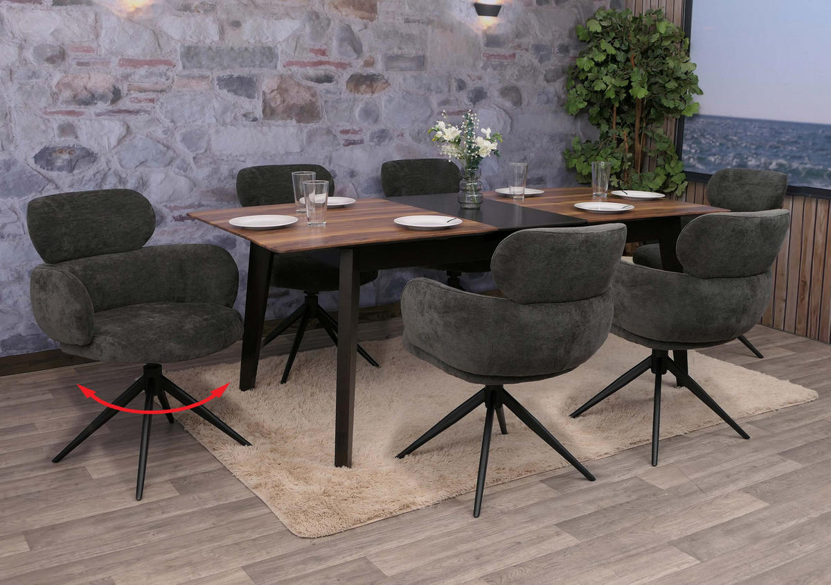 ESSZIMMERSTUHL Anthrazit 6er-Set - Anthrazit, Textil (61/86/69cm) - MCW