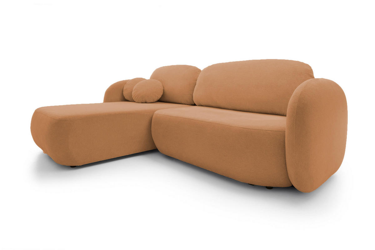 ECKSOFA OLIO L-Form Schlaffunktion mit Bettkasten, lose Rückenkissen, freistehend, LINKS 174x248 cm Dark orange - Dunkelorange, Holz/Textil (174/248cm) - DomoHome