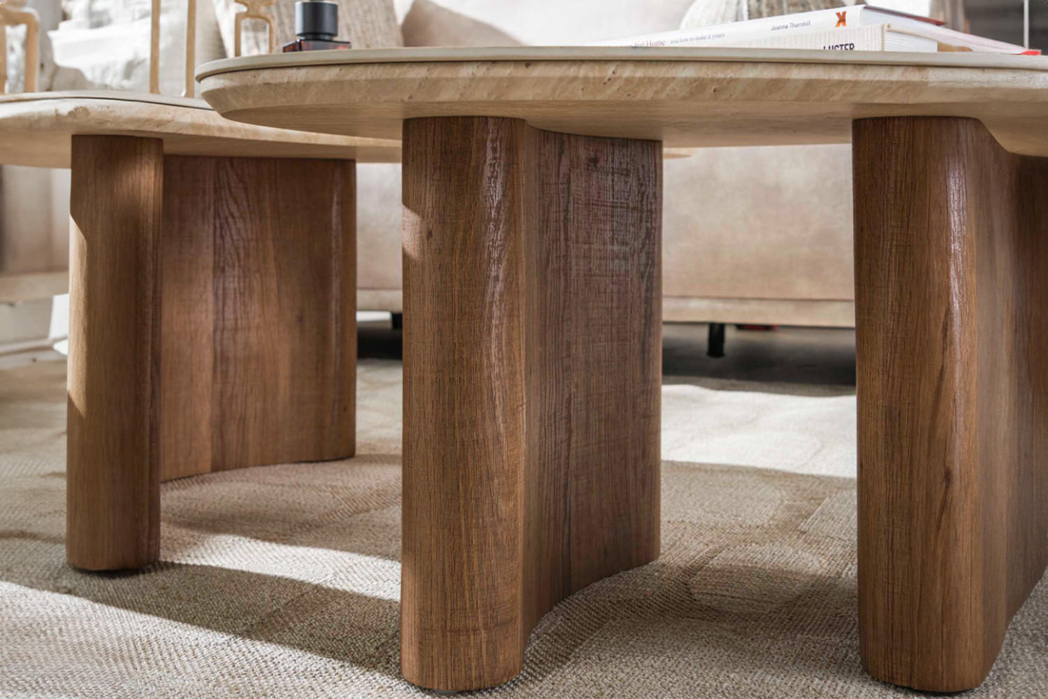COUCHTISCH-SET PRETO Weiß Keramik - Braun/Weiß, Keramik (88/44/36cm) - KAWOLA