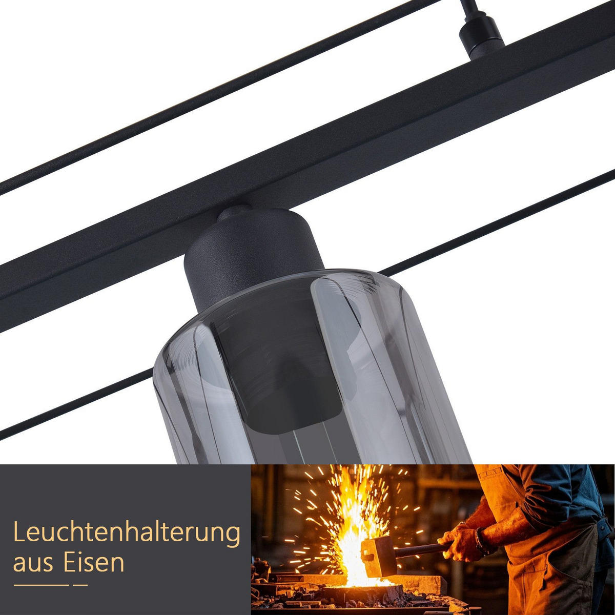 HÄNGELEUCHTE Martell 25/6/148 cm - Schwarz, Metall (6/25/148cm) - Nettlife