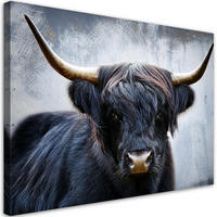 WANDBILD schwarze schottische kuhtiere - Multicolor, Textil (60/40cm) - Feeby