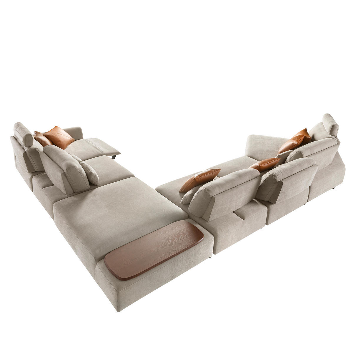 ECKSOFA Modulares Relax-Sofa mit Chaiselongue links, Stoff in Sandfarbe 500/305/87 cm - Sandfarben/Schwarz, Textil (500/305cm) - ANGEL CERDA
