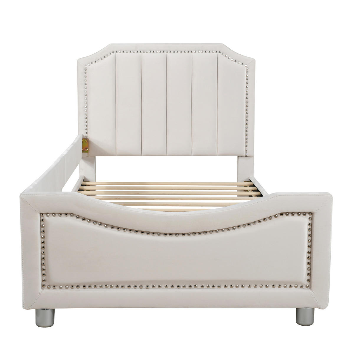 POLSTERBETT 211/94.5/41.5 cm Beige aus Holz mit Rückenlehne - Beige, Holz (90/200cm) - OKMYHOME