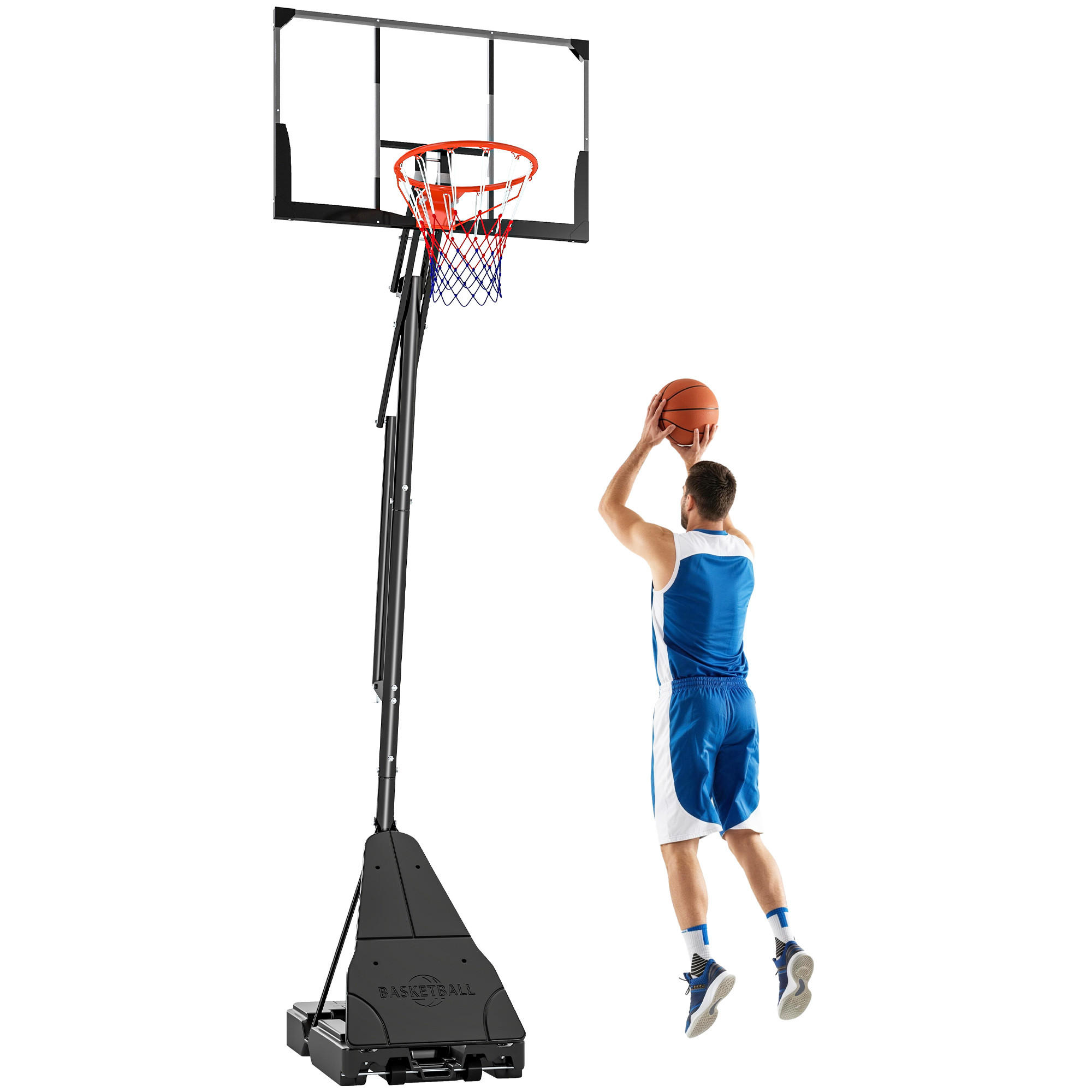 BASKETBALLKORB DE-10540 höhenverstellbar 2,45-3,05 m Schwarz - Schwarz, Metall (120/120cm) - ComfortXL