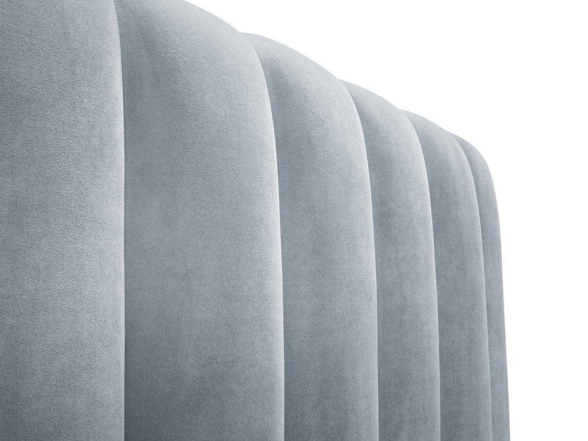 BETT mit Bettkasten und Kopfteil Kelp aus Samt hellblau 200x200cm - Hellblau, Textil (200/200cm) - Micadoni