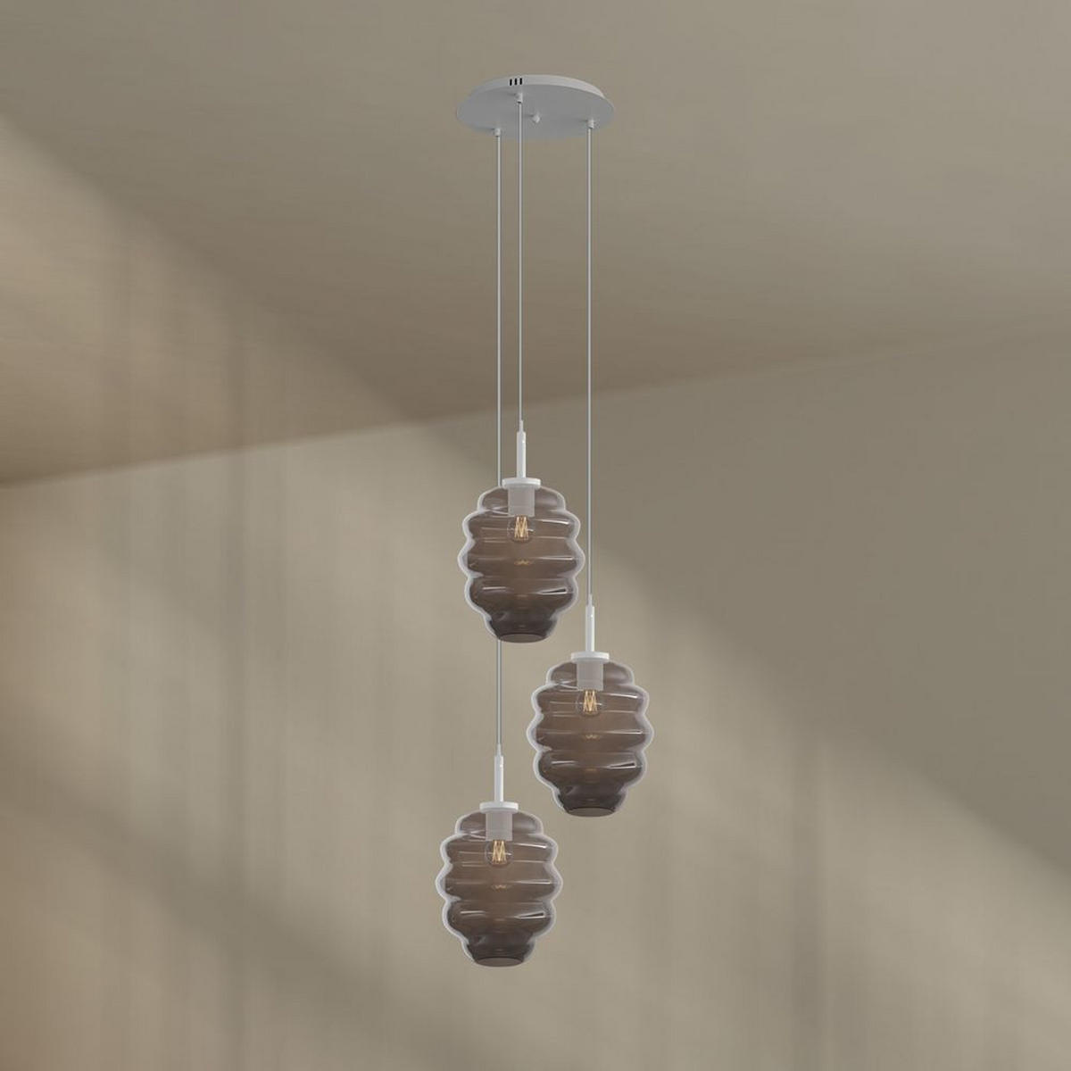 GALERIELEUCHTE Echos 3-flammig Rauch Ø 25cm - Anthrazit/Weiß, Glas (25/25/28cm) - s.luce