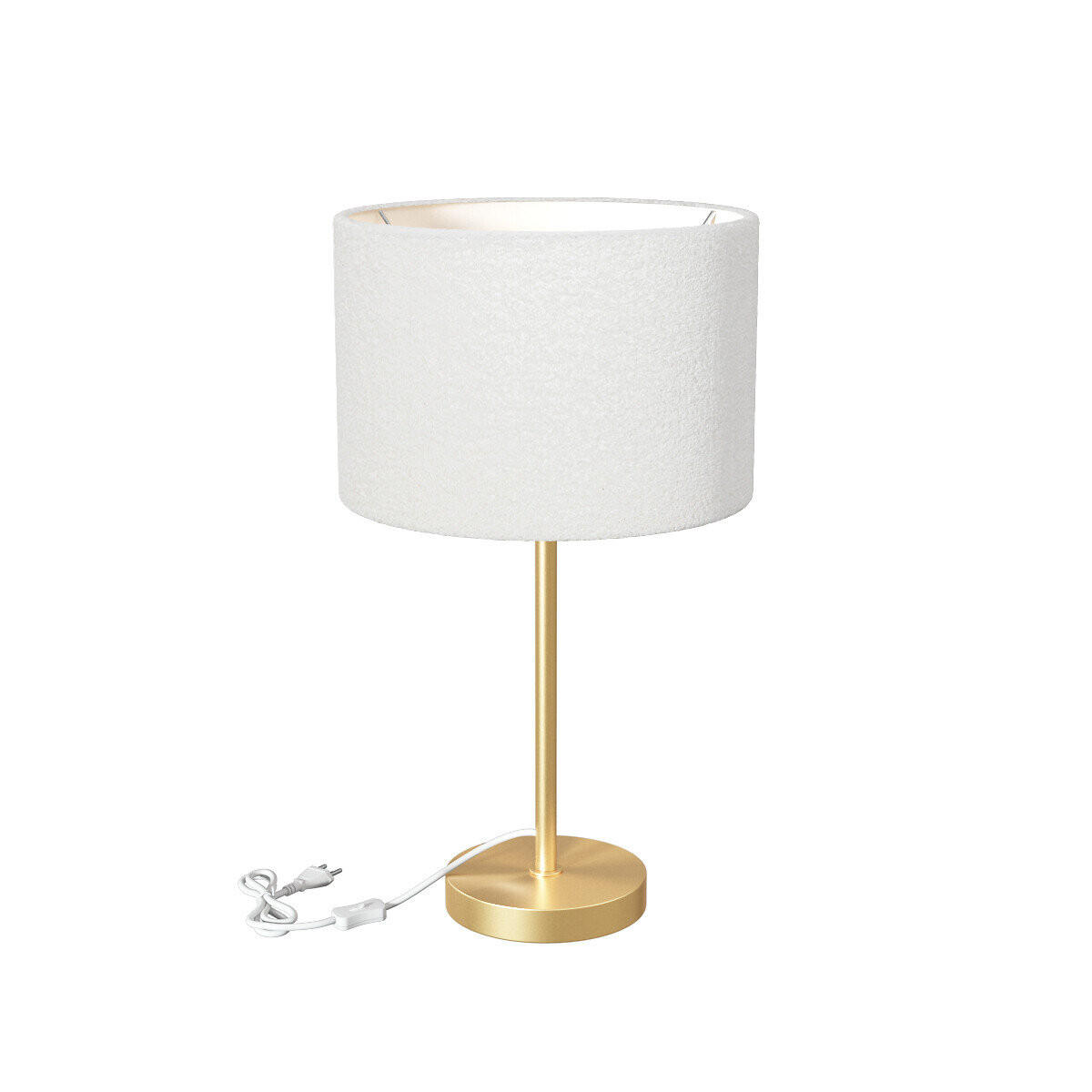 TISCHLEUCHTE Tina 49 cm Bouclé-Lampenschirm - Weiß, Metall (28/28/49cm) - Atmosphera Createur d´interieur