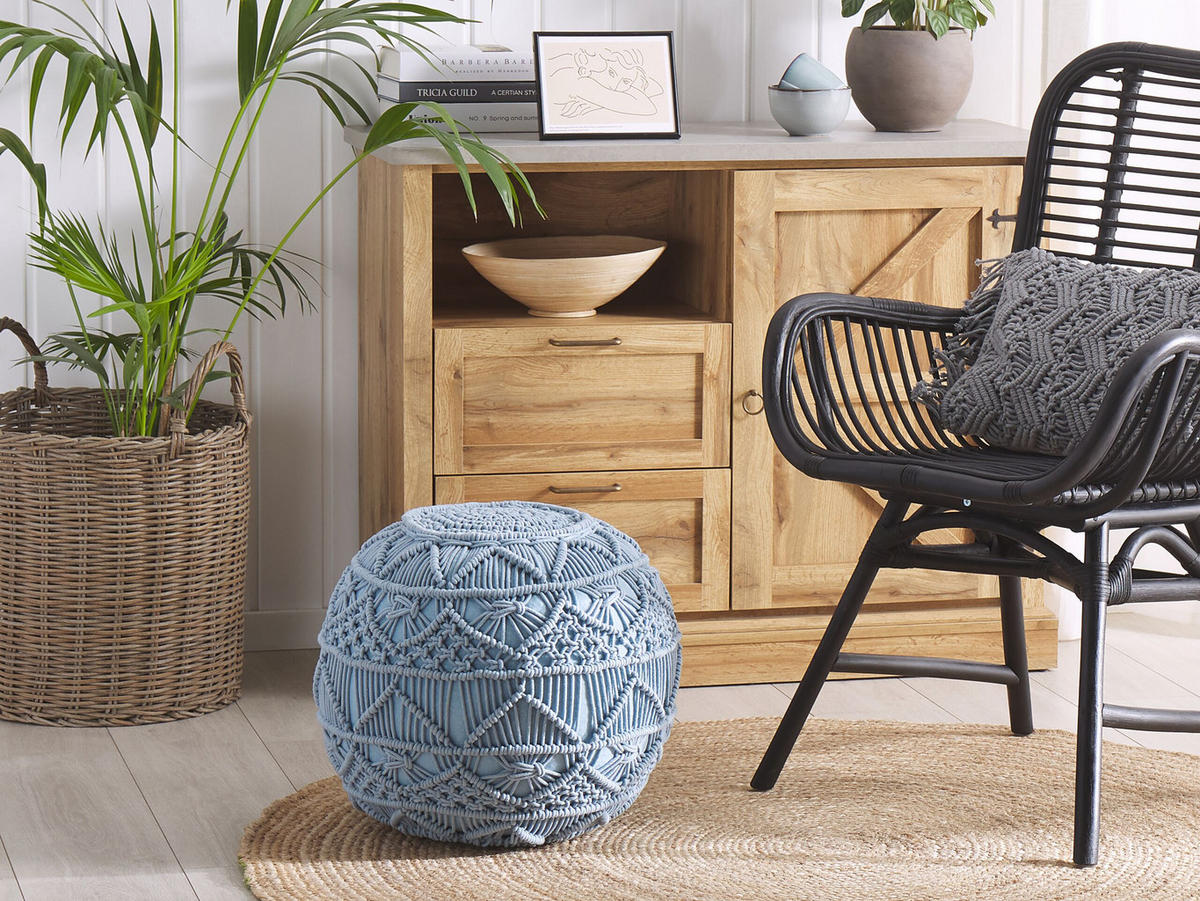 POUF Blau 40/40/40 cm Kayseri - Blau, Naturmaterialien/Textil (40/40/40cm) - Beliani