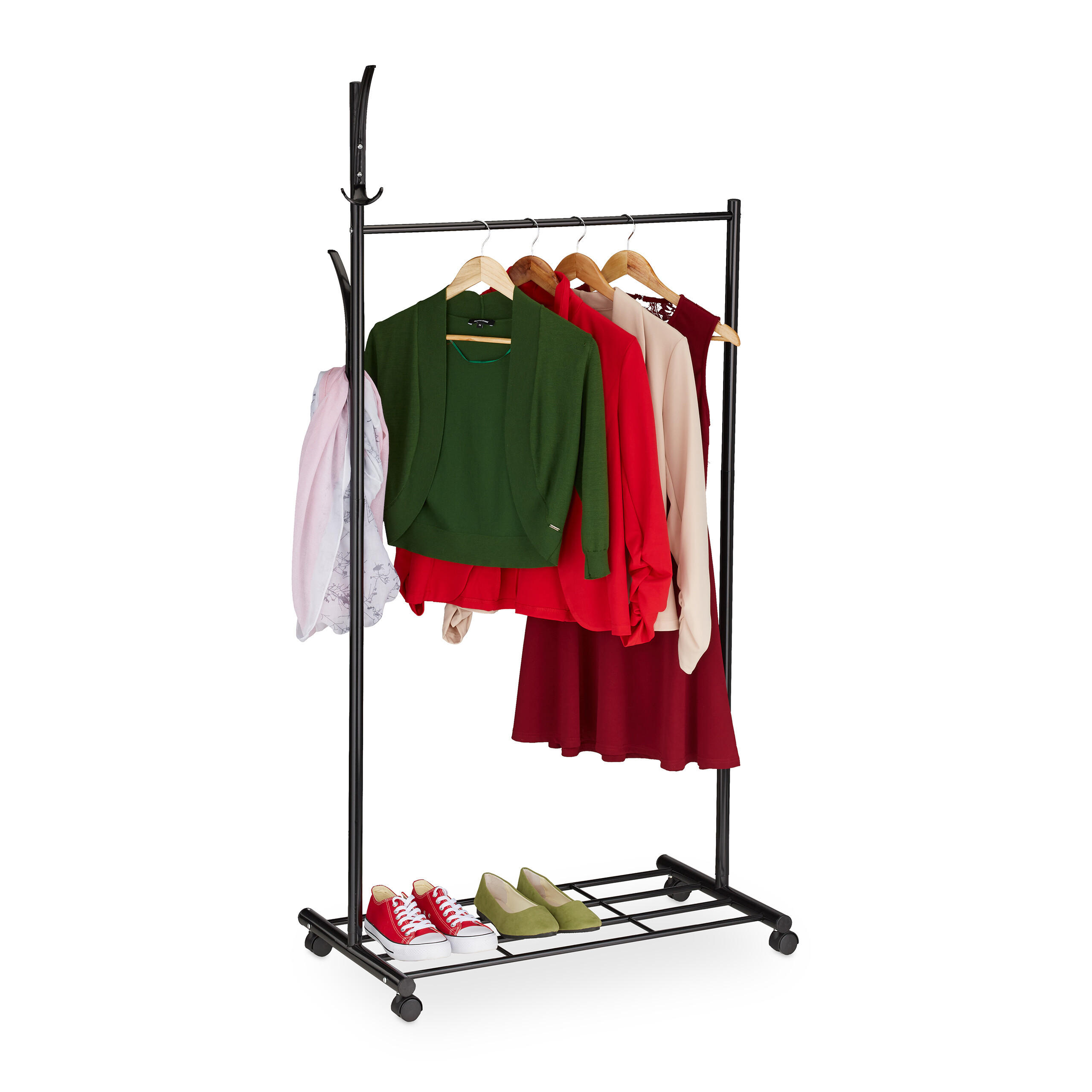 GARDEROBE - Schwarz, Kunststoff/Metall (80/165/44cm) - Relaxdays