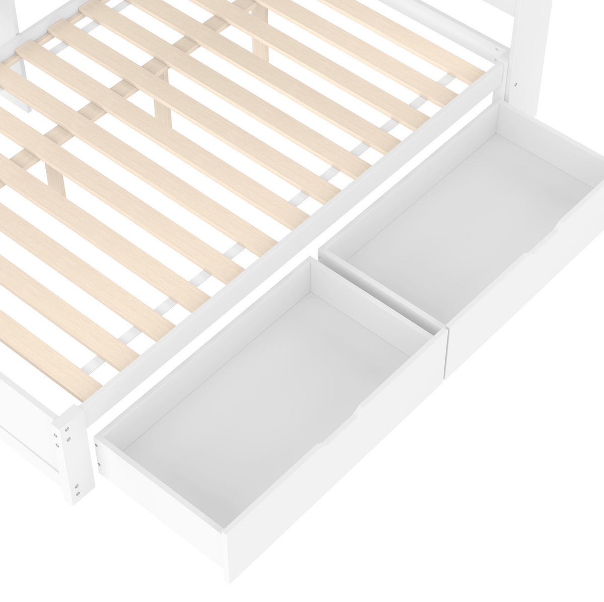 POLSTERBETT aus MDF und Kiefernholz 140x200 cm in Weiß mit 2 Schubladen & USB - Weiß, Holz (140/200cm) - Modfu