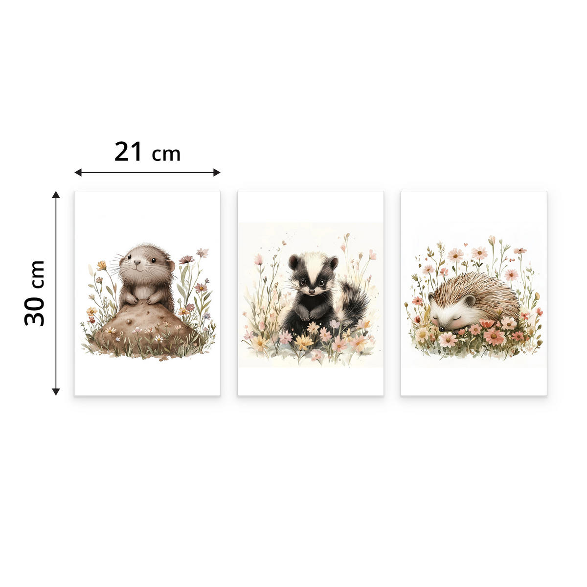 SADA PLAGÁTOV Do Detskej Izby Mackovia Mesiace Oblaky Hviezdy 3x Plagát A4 21 x 30 cm - oranžová/hnedá, papier (21/30/1cm) - Muralo