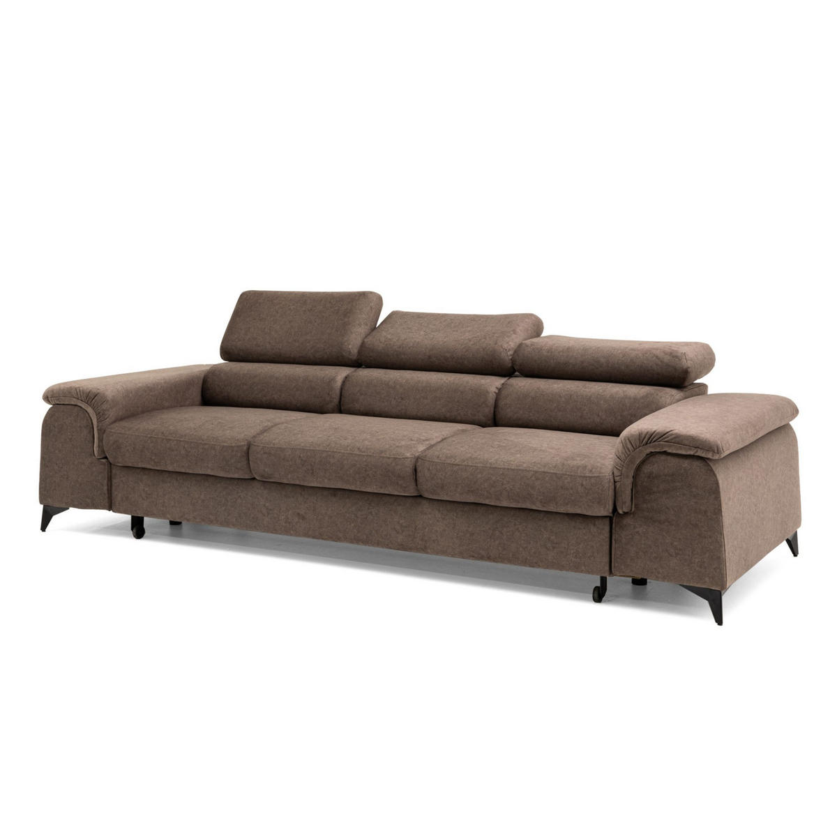 3-SITZER Sofa PLAZA mit Schlaffunktion 127x195 Velours Braun - Schwarz/Braun, Holz/Textil (260/90/100cm) - Muffo