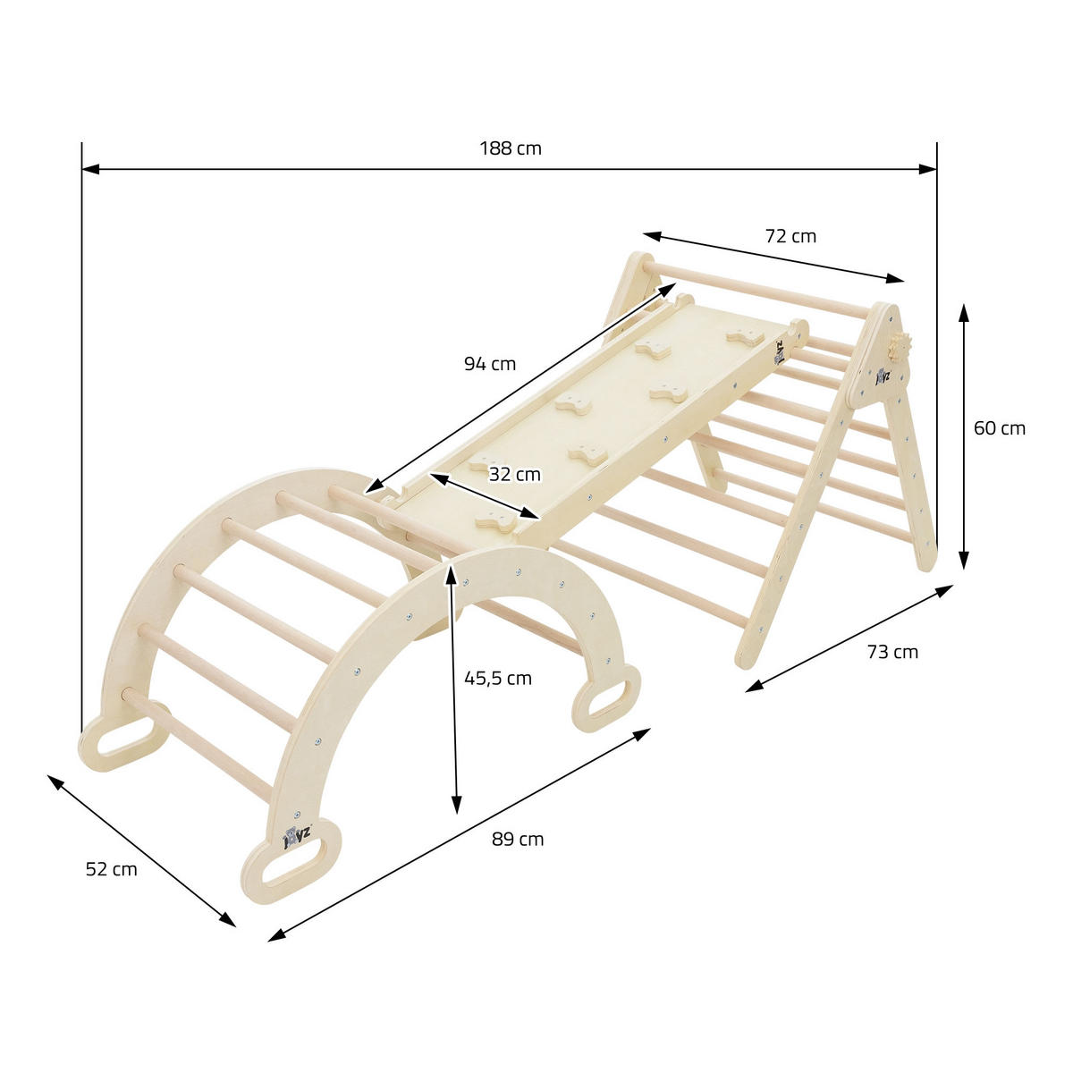 DREIECK FÜR KLEINKINDER - Naturfarben, Holz (72/60/94cm) - Joyz