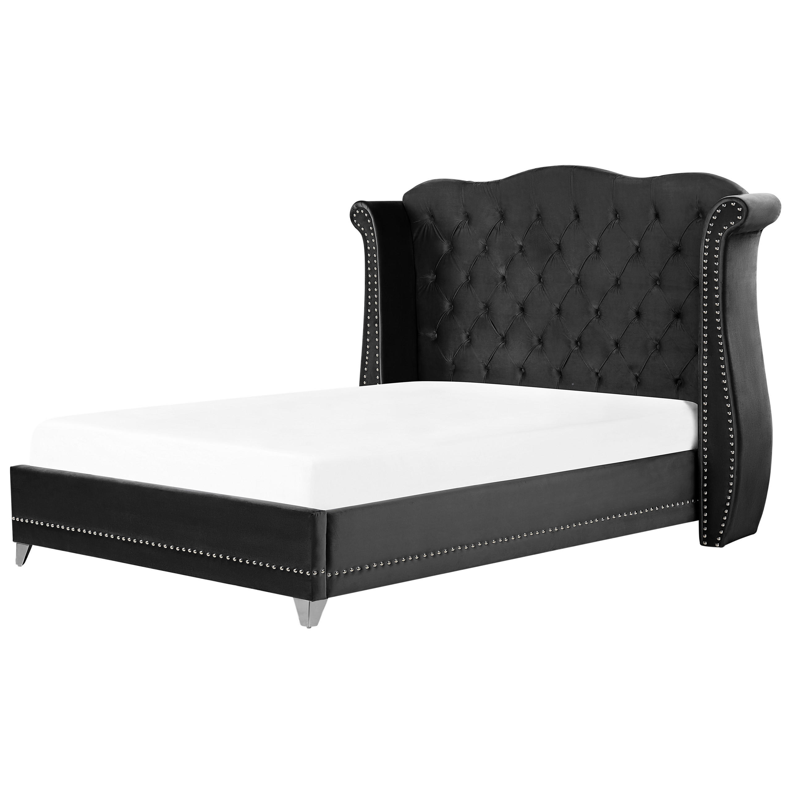 POLSTERBETT 180/200cm Schwarz Ayette - Schwarz, Textil (180/200cm) - Beliani