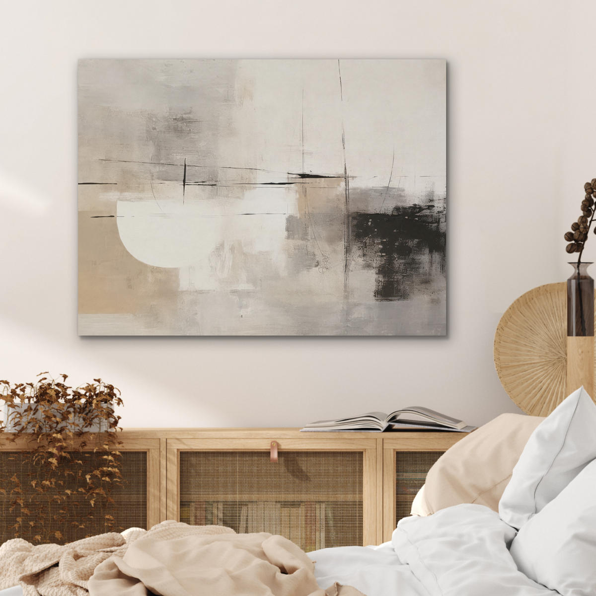 AKUSTIKPANEEL Abstrakt - Kunst - Grau 80x60 cm - Hellgrau, Textil (80/0.9/60cm) - MuchoWow