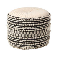 POUF Priya schwarz-weiß im Boho-Stil, 40/40/50 cm - Schwarz, Textil (50/40/50cm) - Homescapes