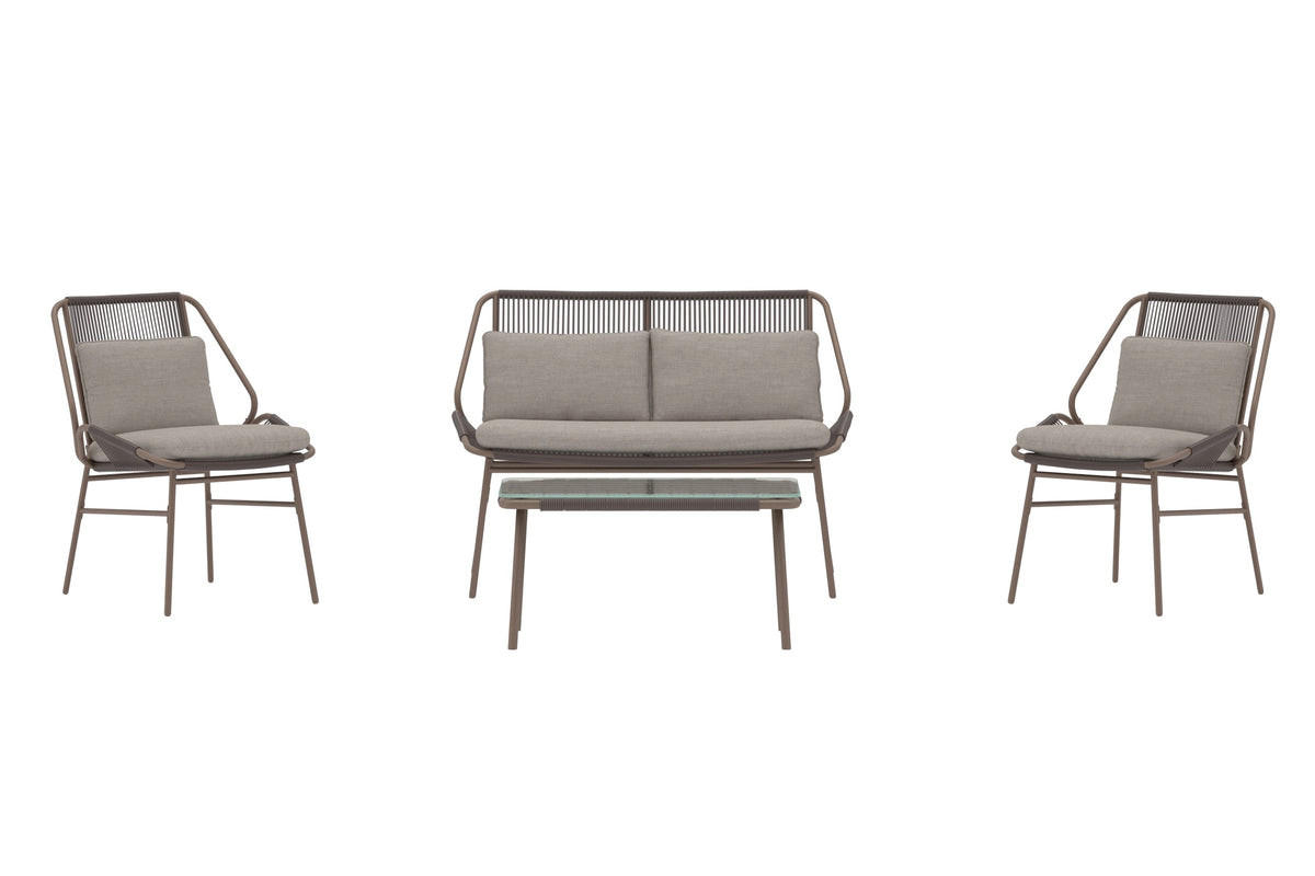 LOUNGE-SET, Zakynthos, Braun, Stahl, 45 x 45 x 45 cm, 5-teilig - Braun, Metall - ebuy24