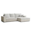 ECKSOFA Maze Beige grau Chenille-Stoff - Rechts Seite - Greige/Schwarz, Holz/Holzwerkstoff (294/185cm) - Maison de Reve