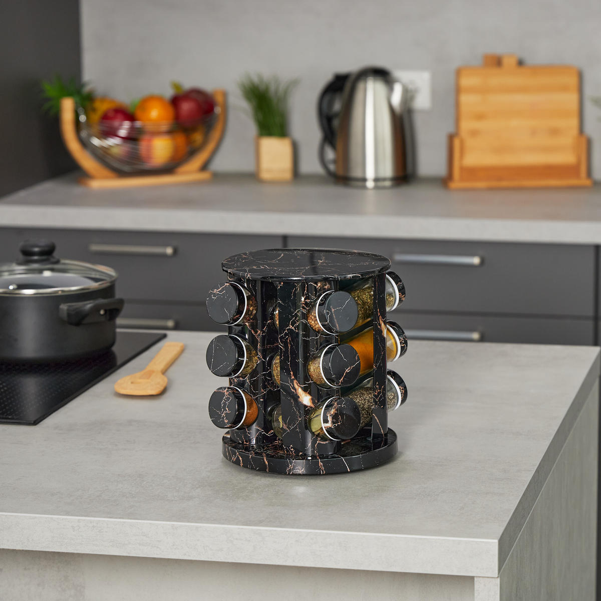 13TLG.GEWÜRZKARUSSELL - Multicolor, Glas/Kunststoff (19/22/19cm) - Relaxdays