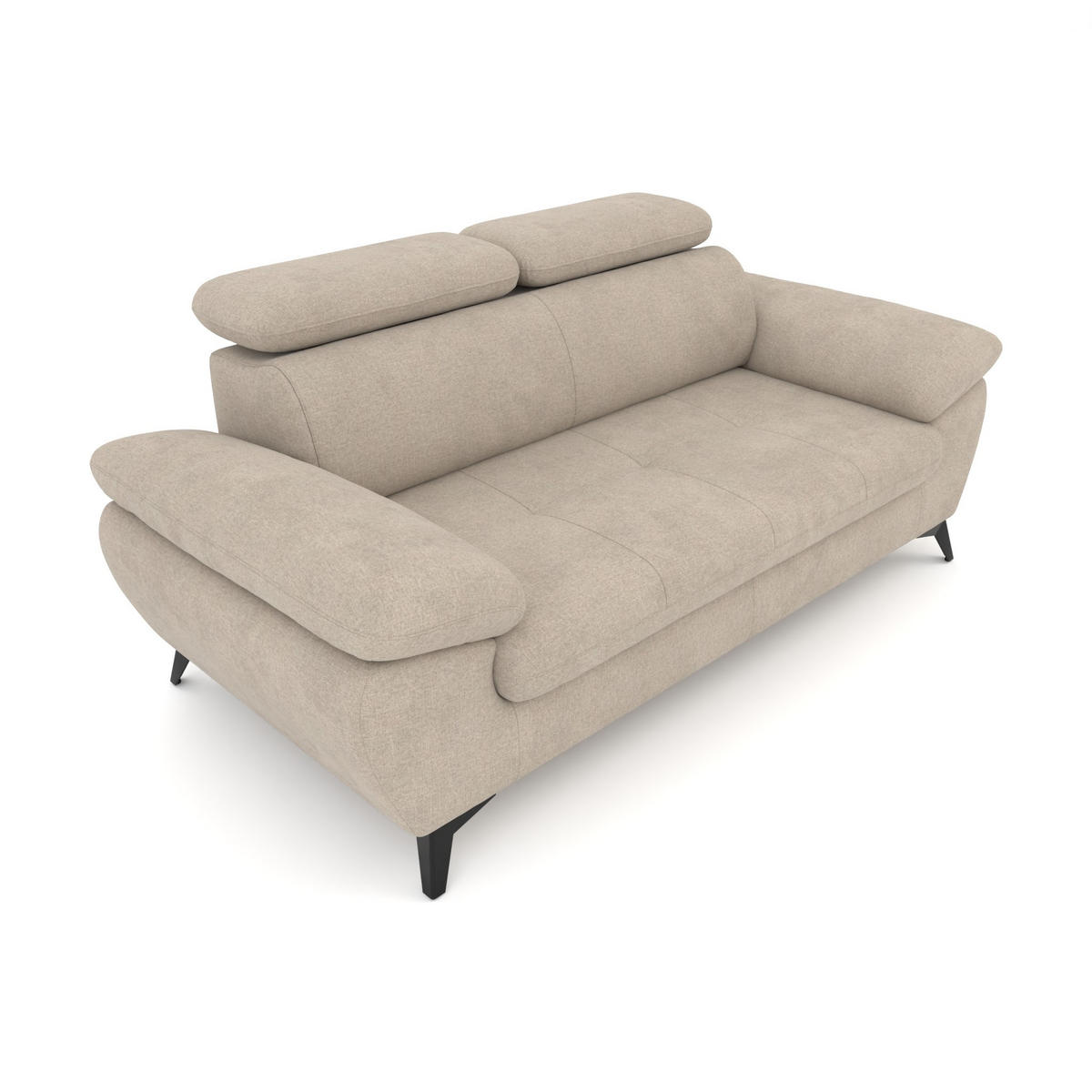 2,5-SITZER Karlstad Chenille Beige verstell. Kopfstützen B 194 cm - Taupe, Kunststoff/Textil (194/84/100cm) - foamnova