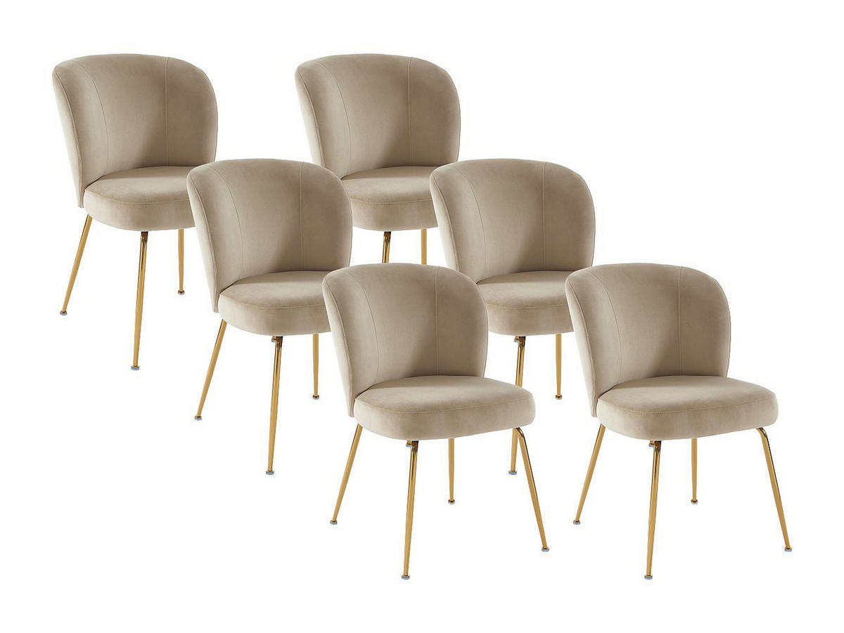 STUHL 6er-Set - Samt & vergoldetes Metall - Beige - POLPONA de Pascal MORABITO - Beige, Textil (52/79/67.5cm) - Vente-Unique