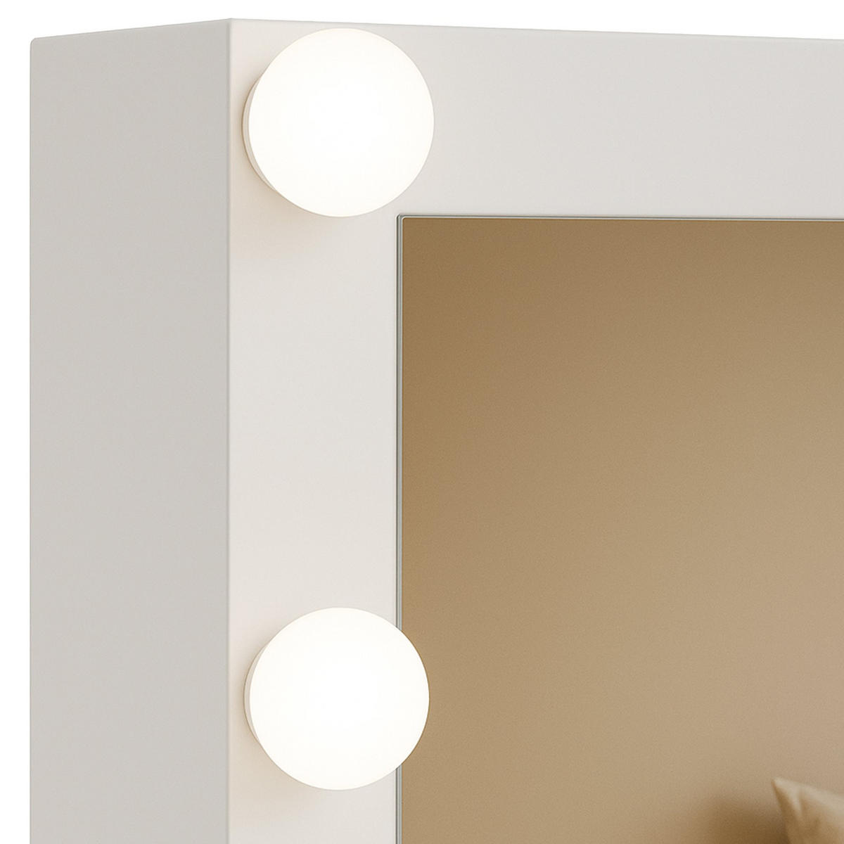SCHMINKTISCH Malmö Hollywoodspiegel 110x40x135cm Holz Weiß Kosmetiktisch - Weiß, Holz (110/135/40cm) - DELUKE