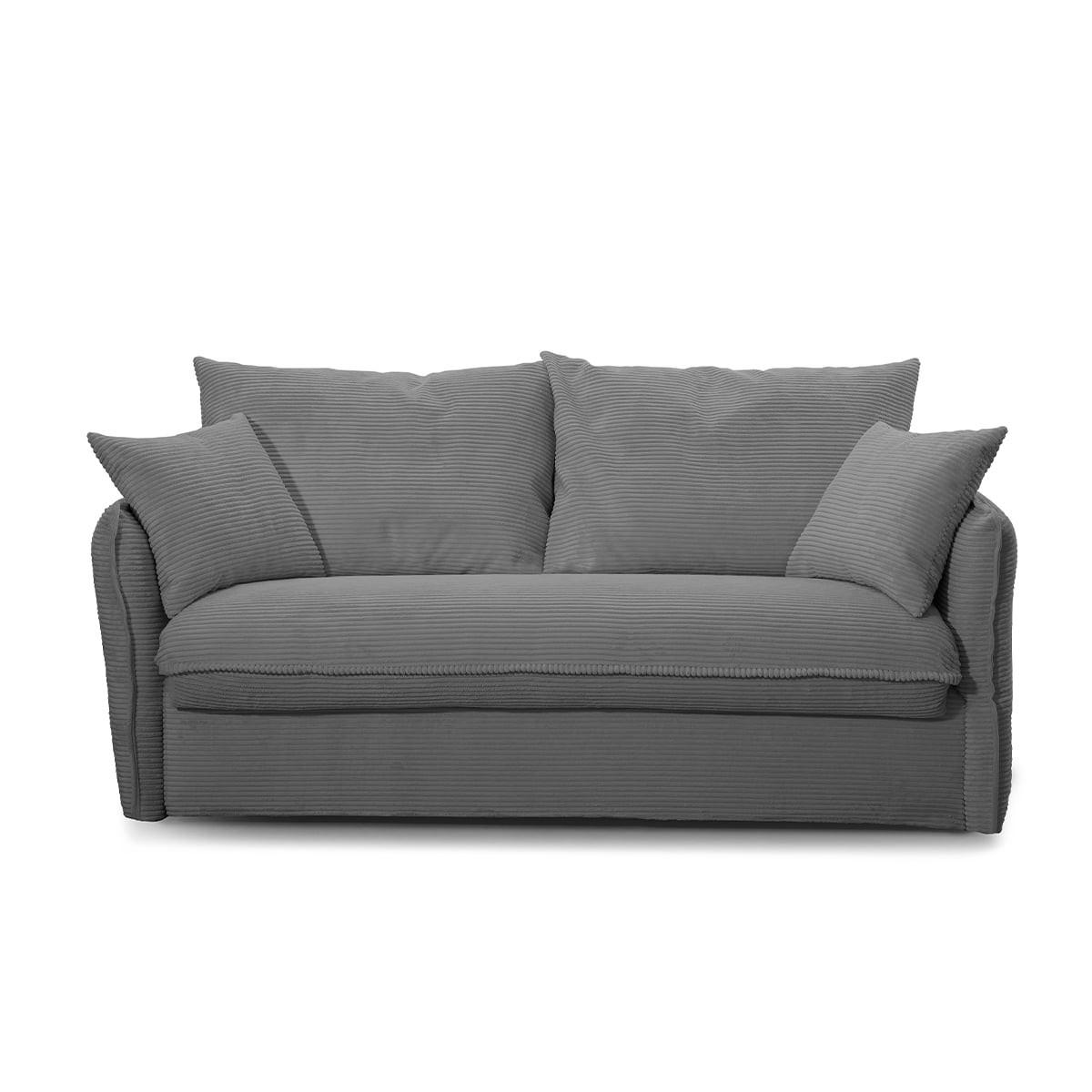 SCHLAFSOFA mit 3 Plätzen aus geripptem Samt, L185 cm - MIKA - Anthrazit, Textil (104/90/185cm) - Calicosy