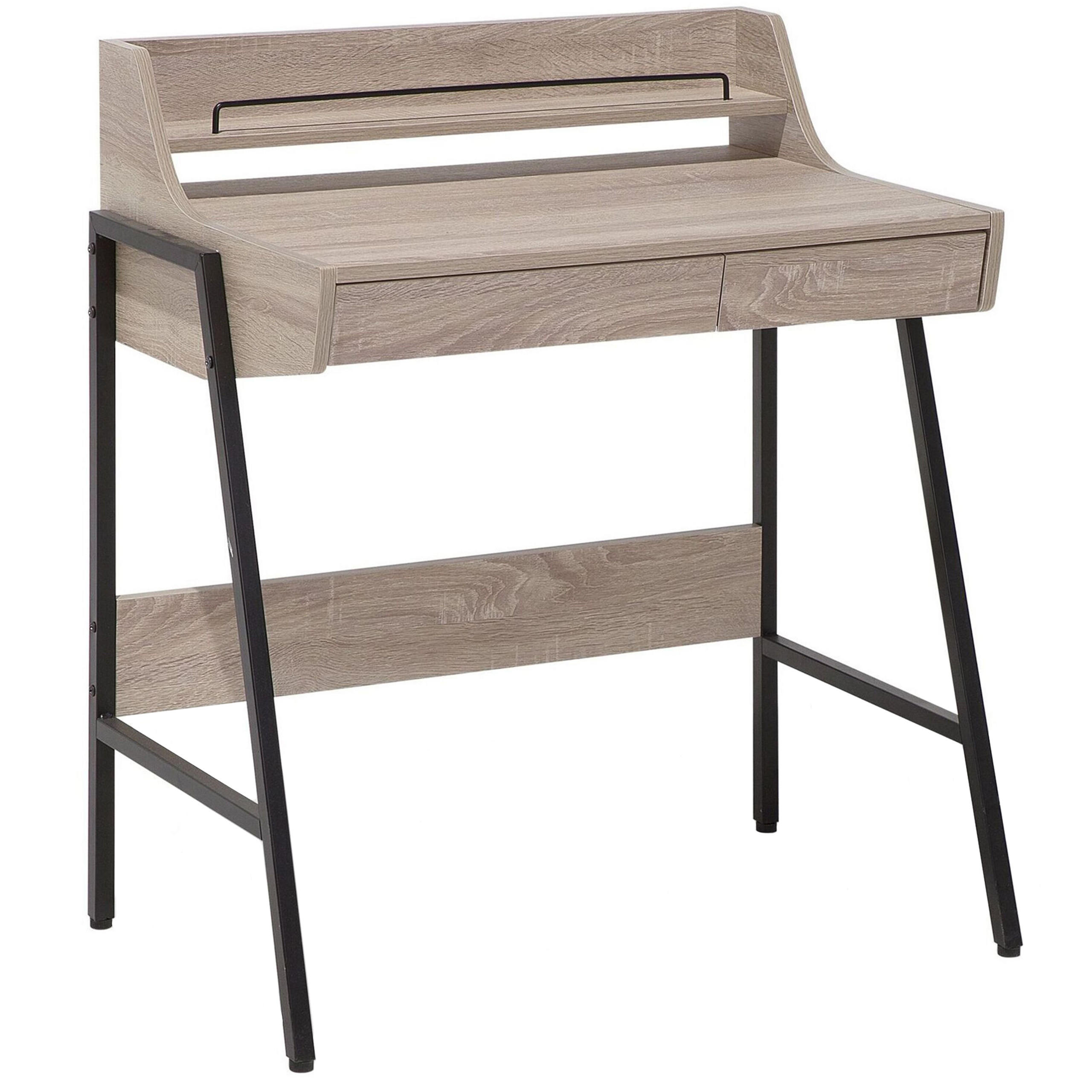SCHREIBTISCH heller Holzfarbton 77/46/89 cm Broxton - Hellgrau, Holzwerkstoff (46/77/89cm) - Beliani