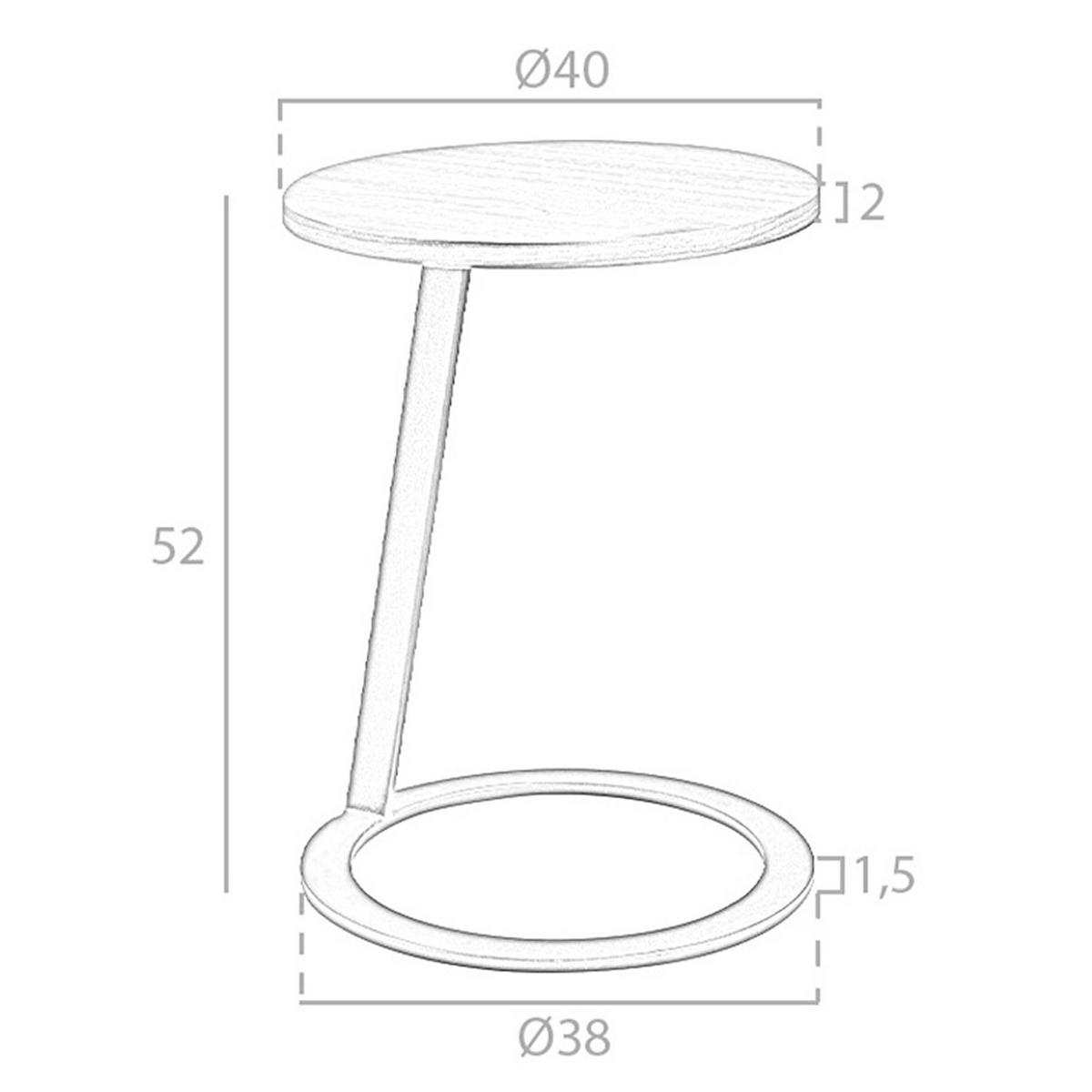ECKTISCH Runder Ecktisch Nussbaum und schwarzer Stahl Ø40/52 cm - Nussbaumfarben/Schwarz, Holz (40/40/52cm) - ANGEL CERDA