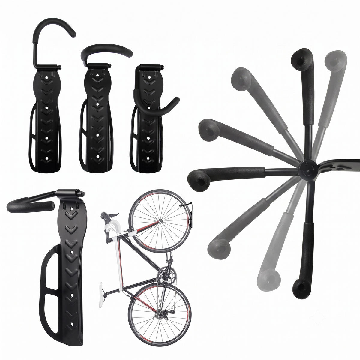WANDHALTER Silber 2er-Set für Fahrrad - Schwarz, Wellpappe/Metall (26.5/12/10cm) - Relaxdays