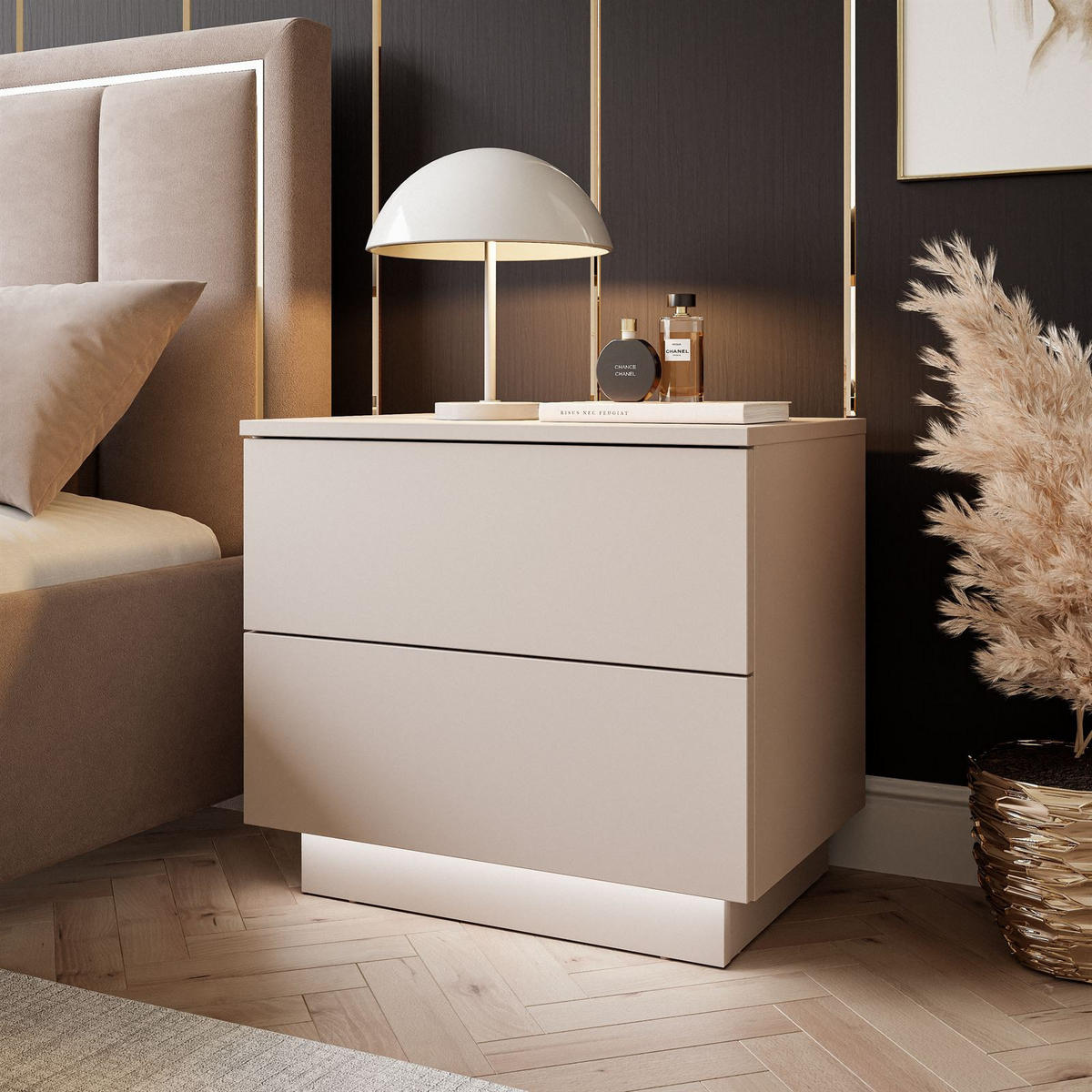 NACHTTISCH LINA KASCHMIR II mit push open - Kaschmir, Holzwerkstoff (55/50/37cm) - Lookway