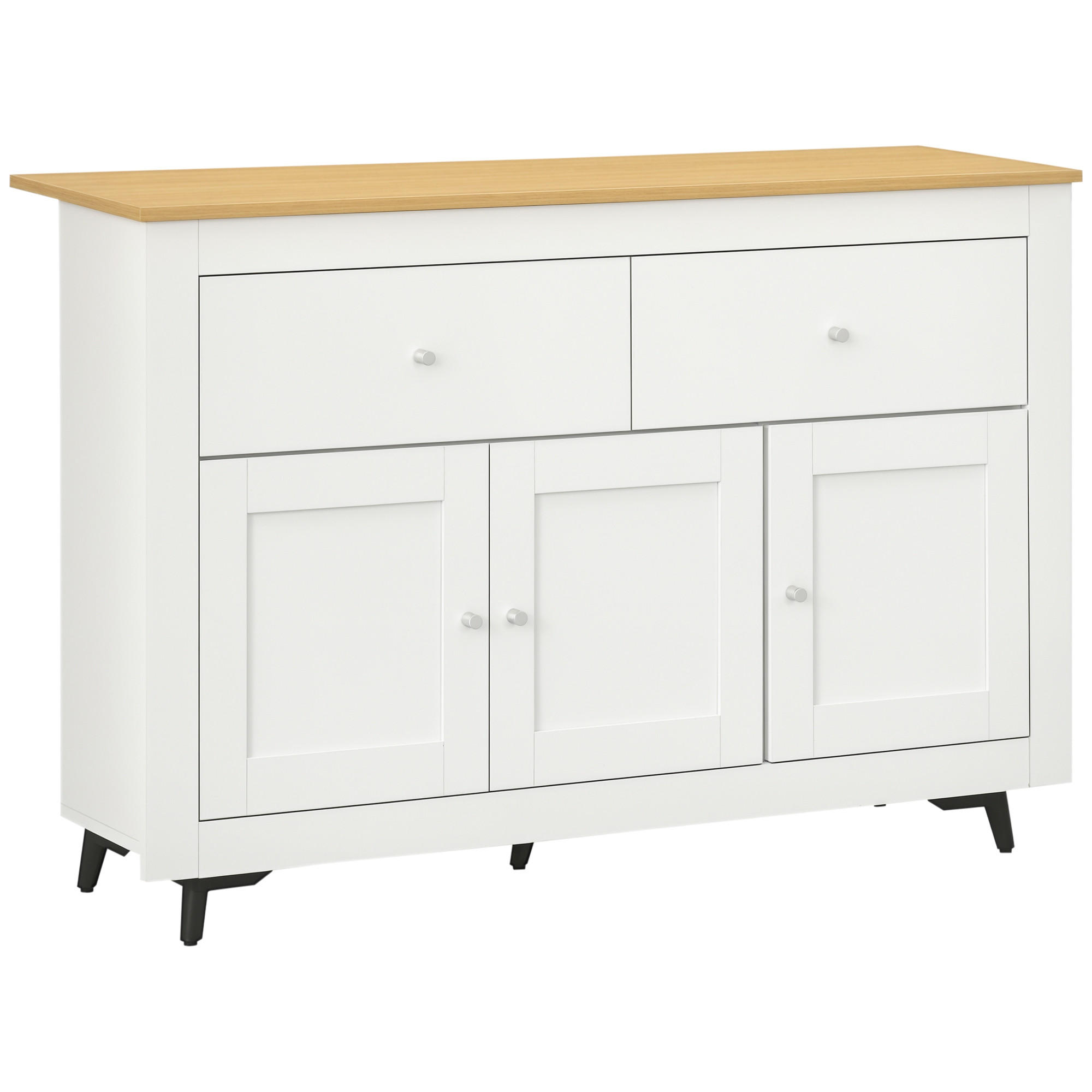 SIDEBOARD DE-11159 2 Schubladen & 3 Türen mit verstellbarem Boden Weiß - Weiß, Holzwerkstoff (117/80/35cm) - ComfortXL