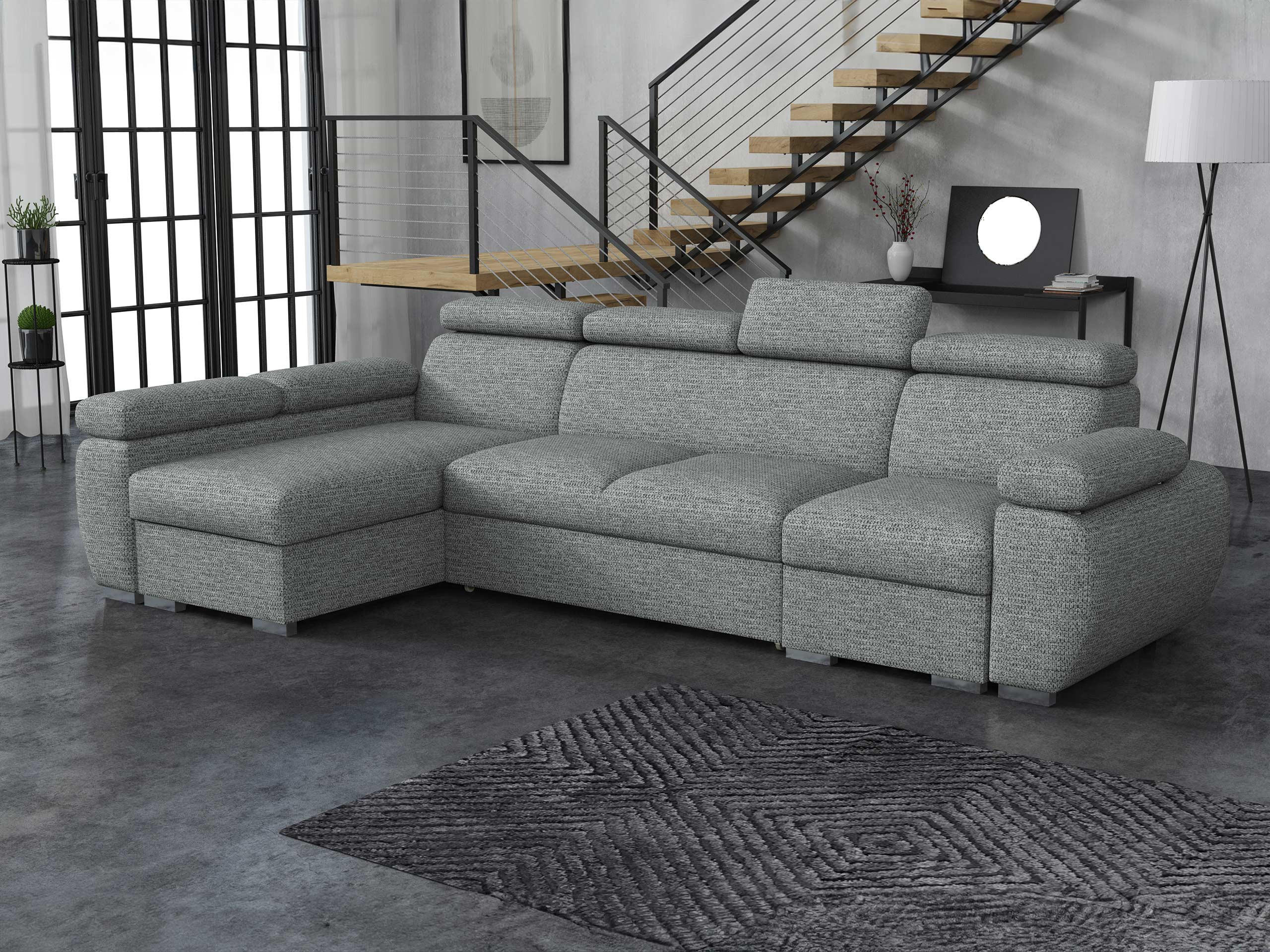 ECKSOFA Boston LCP, Seite: Links LCP+2R+1P(65) - Silberfarben/Graphitfarben, Holz/Textil (320/170cm) - MIRJAN24