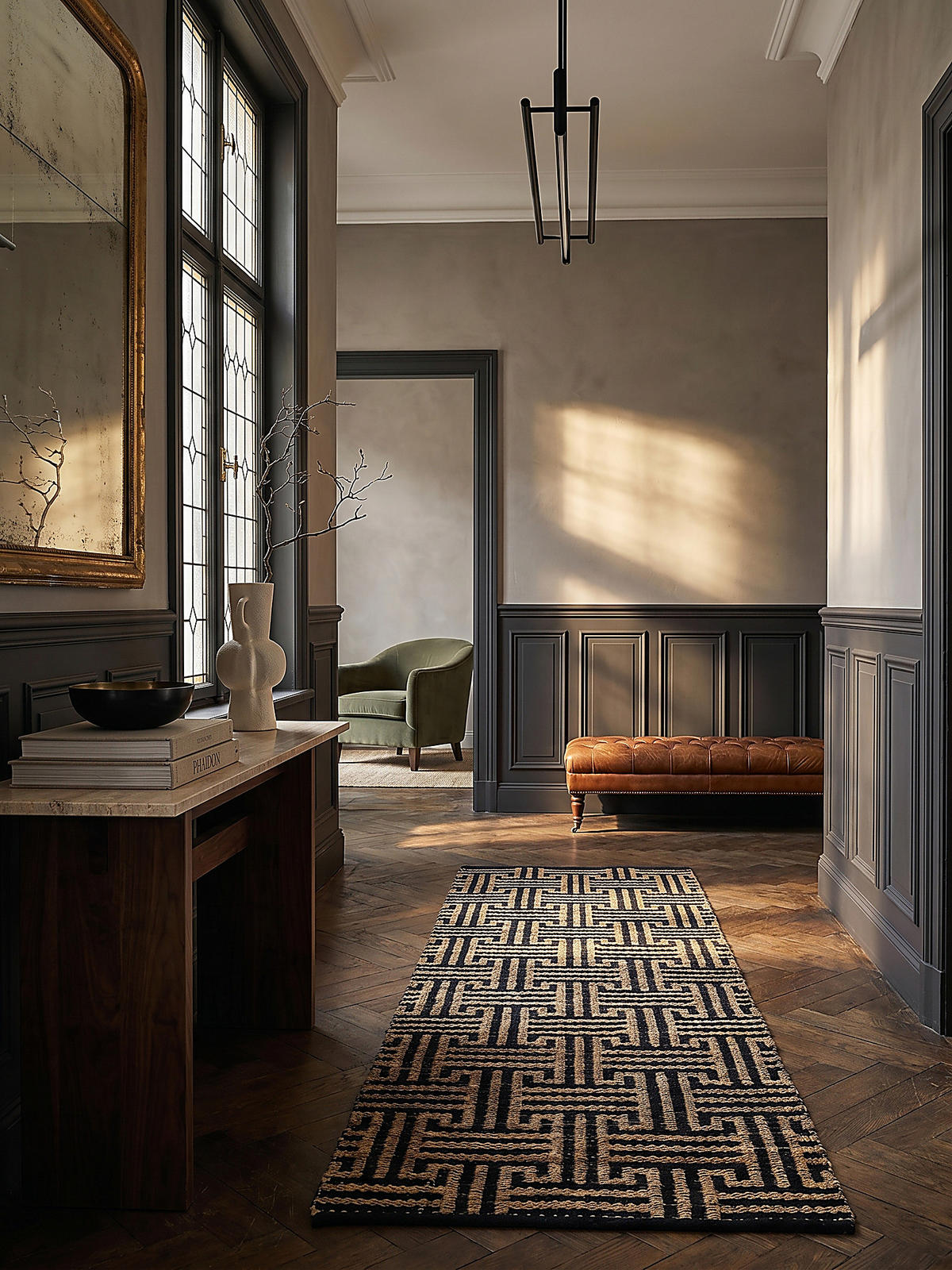 JUTETEPPICH CROFT, geometrisch, Natur-Schwarz, 80 x 230 cm - Braun, Textil (80/230cm) - KADIMA DESIGN