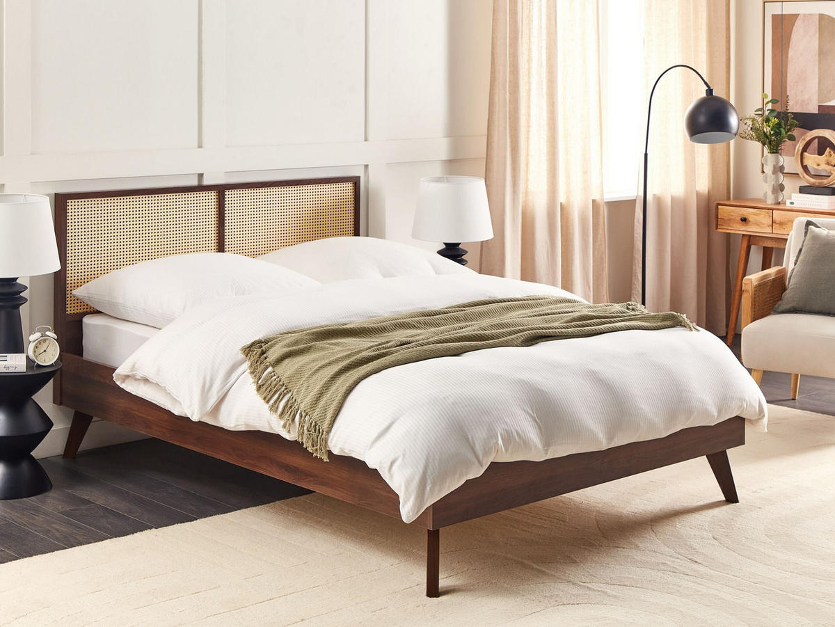 BETT mit Lattenrost 140/200 cm Braun Monpazier - Braun/Naturfarben, Holzwerkstoff (140/200cm) - Beliani