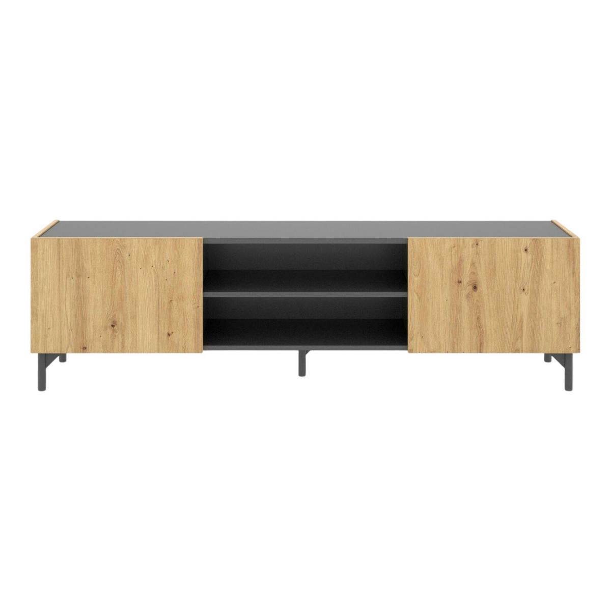 FERNSEHSCHRANK Eiche Knoten, Anthrazit 35/161/45.2 cm - Braun, Holzwerkstoff (161/45.2/35cm) - DMORA