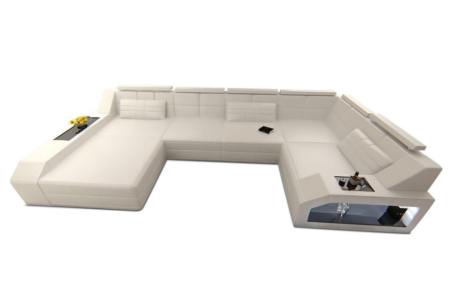 WOHNLANDSCHAFT Arezzo U - Weiß, Leder (380/86/197cm) - Sofa Dreams