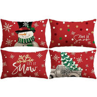 KISSENBEZUG 4er Set Schneemann und Weihnachtsbaum Lkw 30 x 50 cm - Multicolor, Textil (30/50cm)