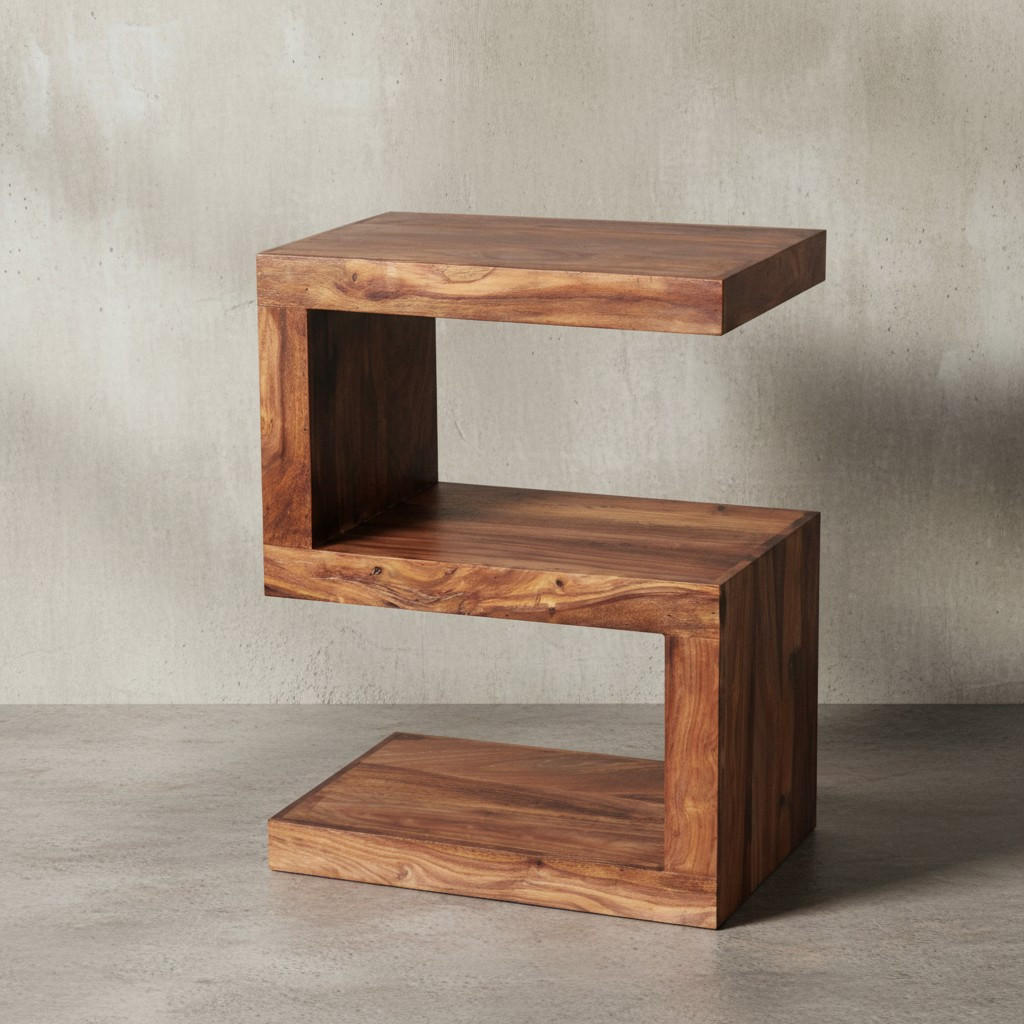 BEISTELLTISCH Massivholz S-Form Handgefertigt, Braun 44x30x60 cm - Braun, Holz (30/44/60cm) - KADIMA DESIGN