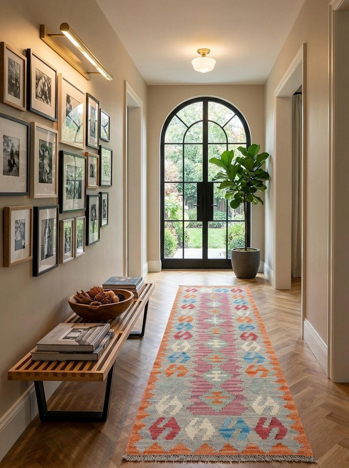 HANDWEBTEPPICH Kelim Gashgai Rosa 191/60 cm Schurwolle - Pink, Textil (60/191cm) - Looma